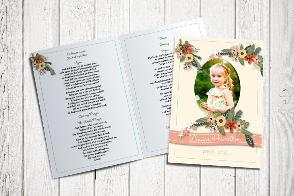 Peach Flower Banner Design | Funeral Order of Service