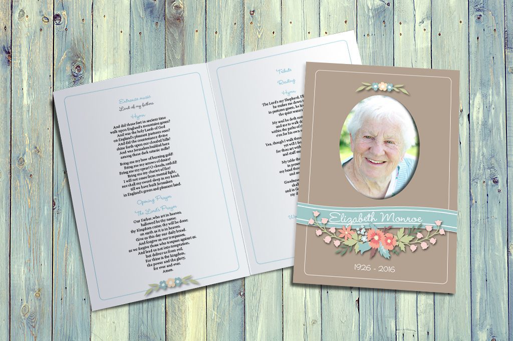 Aqua Flower Banner Design | Funeral Order of Service