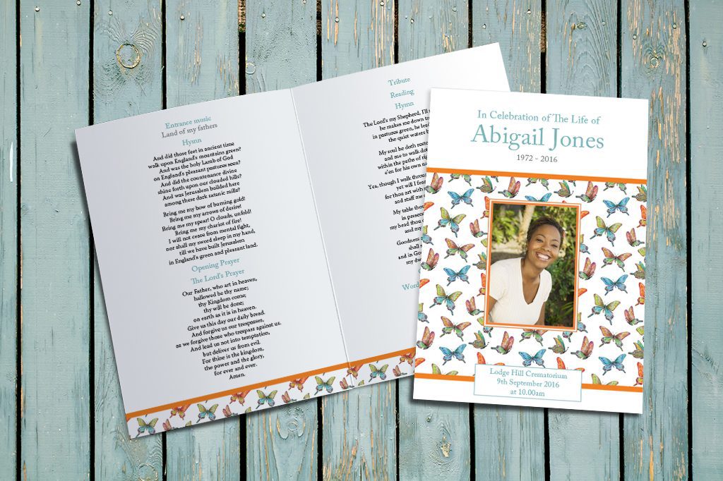 Watercolour Butterflies Design | Funeral Order of Service