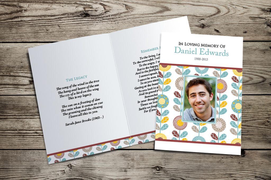 Modern Sunflowers Design | Memorial Card