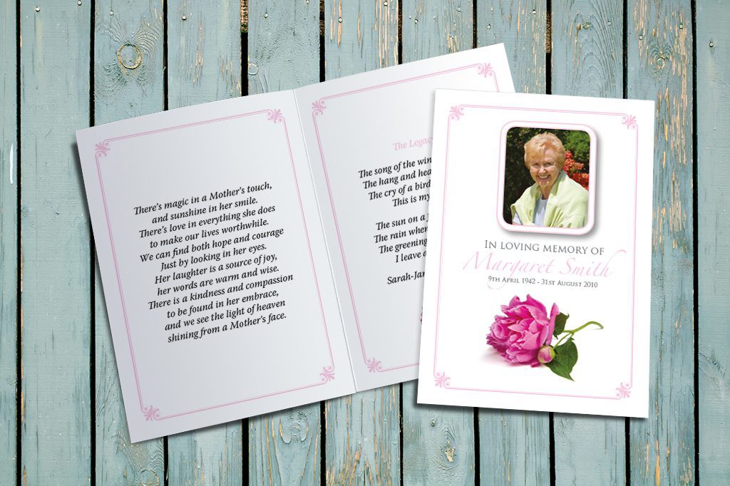 Pink Peony Design | Memorial Card