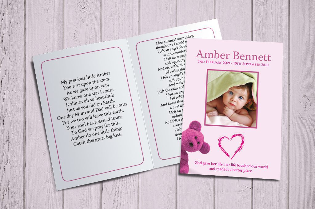 Pink Teddy Design | Memorial Card